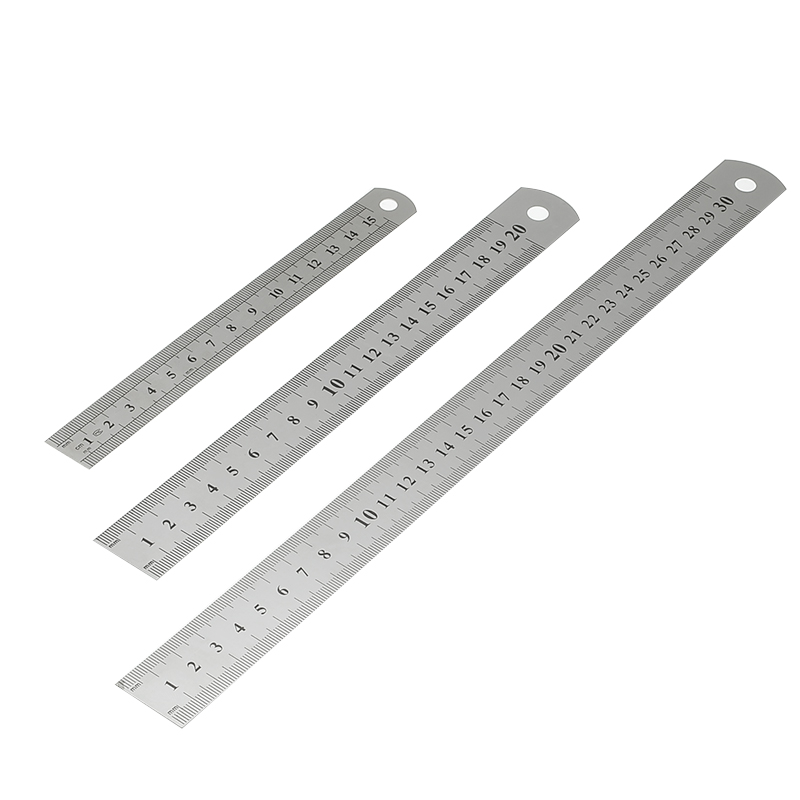 2pcs 15cm/30cm Stainless Steel Straight Ruler Precision Scale Double Sided Tool