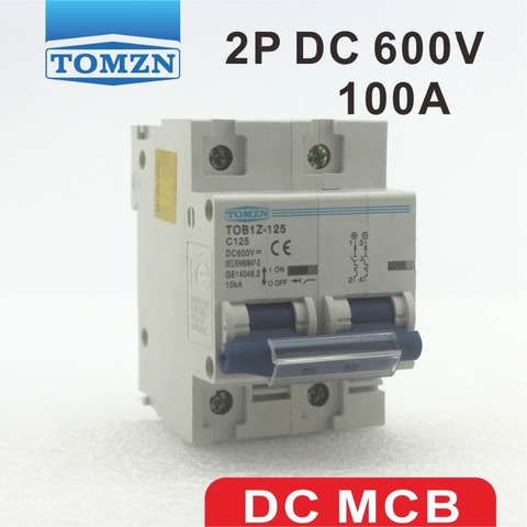 2P 100A DC 600V  Circuit breaker FOR PV System C curve ► Photo 1/3