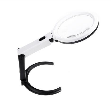 Folding Lamp Loupe Magnifier Reading Portable Handheld Desktop Illuminated Magnifying  Glass With 8 LED Lights for Miniature Painting AD 