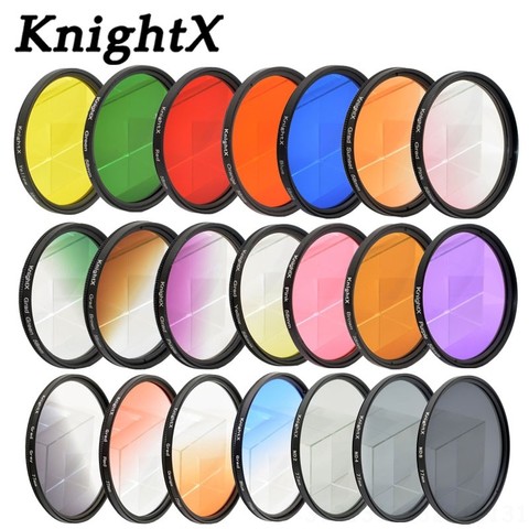 KnightX 24 color filter for nikon canon 18-55 d80 anamorphique lens eos 600d photography lentes para 52mm 58mm 67mm uv CPL nd ► Photo 1/6