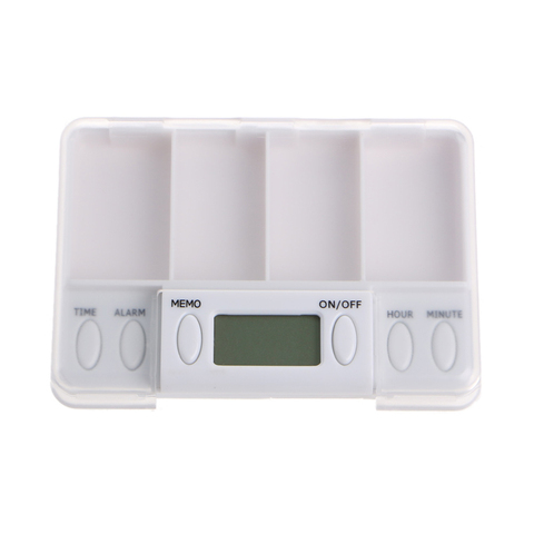 Portable Pills Reminder Medicine Alarm Timer Electronic Box Case Organizer 4 Grid Splitters 1Pc ► Photo 1/6