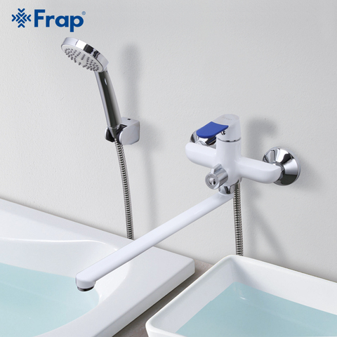 Frap Modern Style Bath Faucet Wall Mounted Cold and Hot Water Mixer Tap Multi Color Handle Cover Choices 35cm Long Nose F2234 ► Photo 1/6