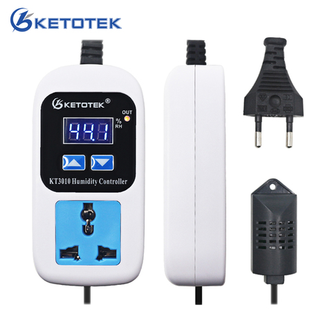 KT3010 Humidity Controller Outlet 110V220V 10A Direct Output Hygrometer Humidity Control Switch Humidity sensor 0~99%RH Blue LED ► Photo 1/6