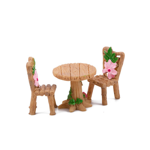 Home Micro Landscape Miniatures 3 Pcs/Set Cute Table Chair Resin Craft Ornament Fairy Garden Miniature Figurine Decoration ► Photo 1/6