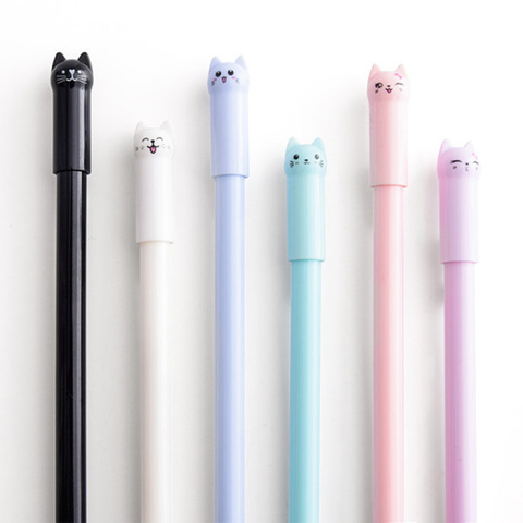 6PCS/set Kawaii Cat Gel Pen 0.38mm Creative Cute Neutral Ink Pen Children Gift School Office Writing Supplies Stationery ► Photo 1/6