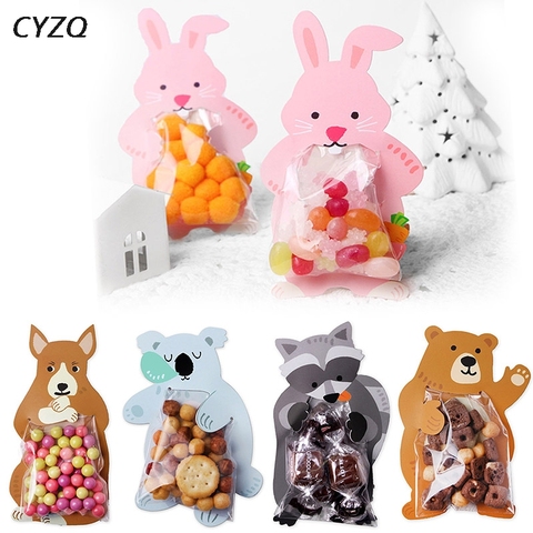 10pcs/lot Cute Animal Bear Rabbit Koala Candy Bags Greeting Cards Birthday Party Wedding Cookie Candy Packaging Bag ► Photo 1/6