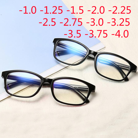 -1.0 -1.25 -1.50 -1.75 -2.0 -2.5 -3.0 To -4.0 Finished Myopia Glasses Women Men Short Sight Eyewear Black Blue Red Frame ► Photo 1/6