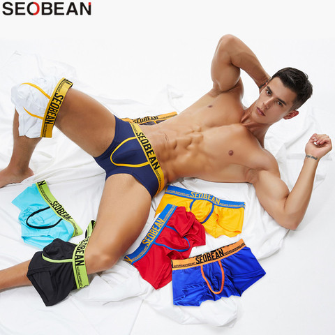 SEOBEAN Colorful Lucky Men's Boxer Underwear Mesh Breathable Sexy