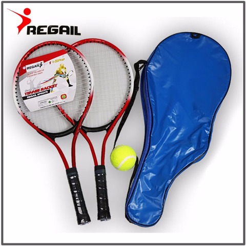 Set of 2 Teenager's Tennis Racket For Training raquete de tennis Carbon Fiber Top Steel Material tennis string with Free ball ► Photo 1/6