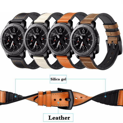 leather strap for gear s3 frontier samsung galaxy watch 46mm 42m huawei watch gt strap 22mm watch band correa bracelet belt 20mm