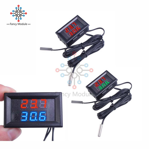 diymore DC 4 -28V Dual LED Digit Thermometer with 2 NTC 10K Thermostat Sensor Probe Temperature Monitor Tester for Car Indoor ► Photo 1/6