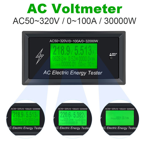 AC50~320V 100A 3KKW Digital Voltage Meters indicator Power Energy Voltmeter Ammeter current Amps Volt wattmeter tester detector ► Photo 1/6