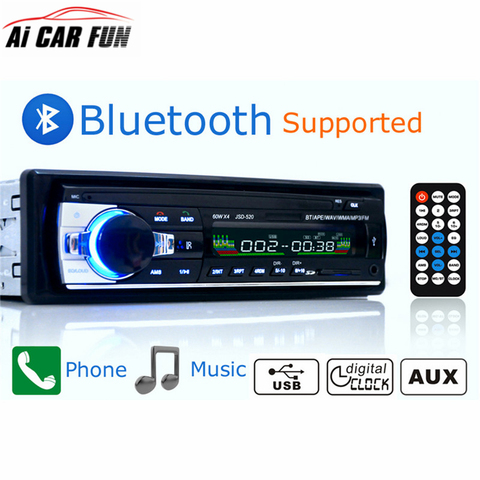 Autoradio Car Radio 12V Bluetooth V2.0 JSD520 Car Stereo In-dash 1 Din FM Aux Input Receiver SD USB MP3 MMC WMA Car Radio Player ► Photo 1/6