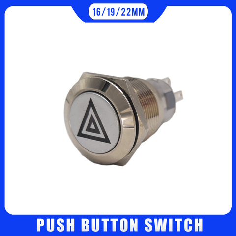 Hazard Warning Indicator Light Switch Button 16mm 19mm 22mm Metal Push Button Switch 12V 24V 220V symbol can be customized ► Photo 1/6