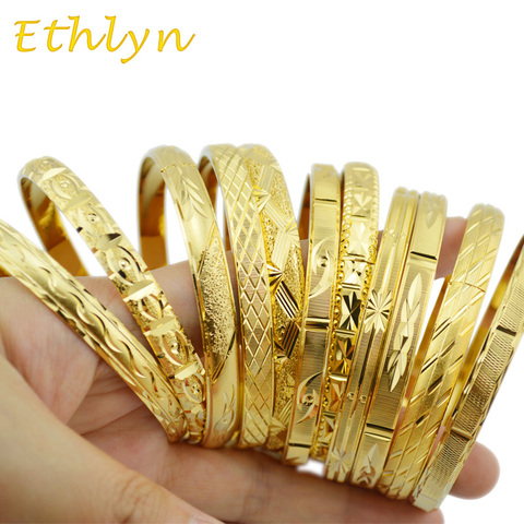 Ethlyn Fashion Dubai Gold Jewelry Gold Color Bangles For Ethiopian Bangles & Bracelets Ethiopian Jewelry Bangles Gift  B01 ► Photo 1/6
