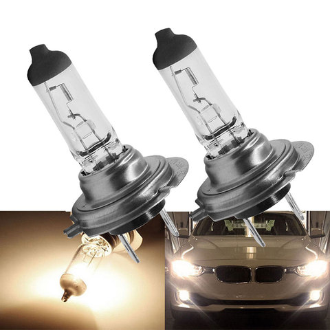 2Pcs H7 Headlight Bulbs Halogen Car Light Source Warm White 4200