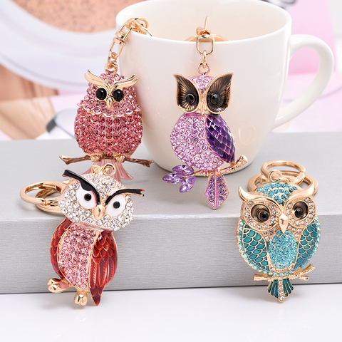 EASYA New Design Crystal Owl Keychain Full Rhinestone Key Ring Key Holders For Women Bag Accessories Cute Animal Car Key Chain ► Photo 1/6