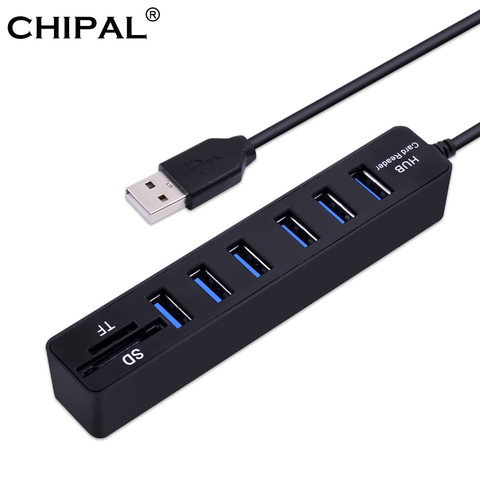 USB Hub Combo 6 Ports 2.0 Micro Card Reader SD/TF High Speed Multi USB Splitter Hub Combo All In One for PC Computer Accessories ► Photo 1/6