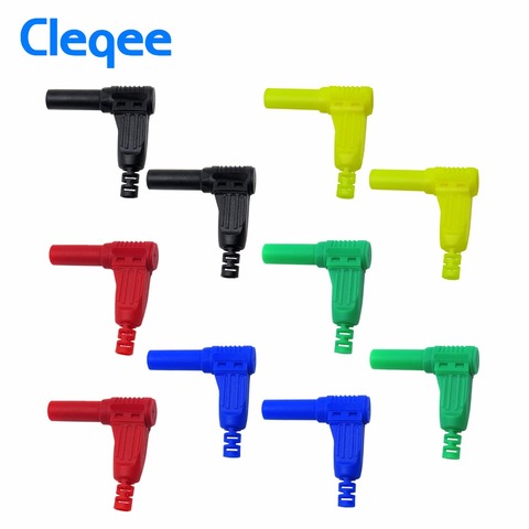 Cleqee P3014 10pcs High Quality safety 4mm shrouded 90 degree Right Angle Banana plug self-assembly DIY connectors ► Photo 1/5