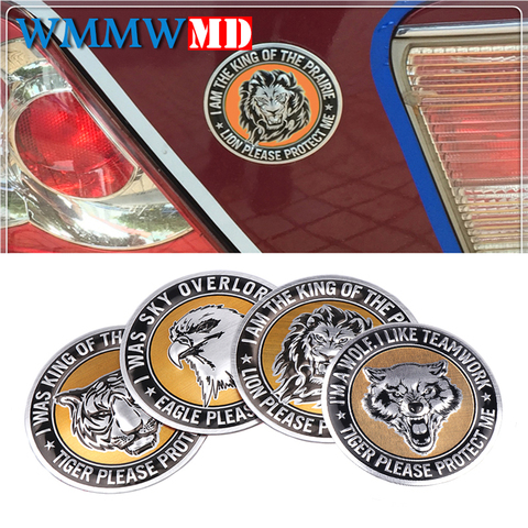 3D Aluminum Lion Eagle Tiger Wolf Logo Car sticker Auto Emblem Badge For cars Motorcycles Laptop Phone Door Decals Accessories ► Photo 1/6