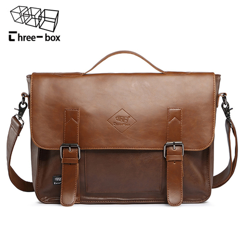 Brand Men's Briefcase Leather Business Laptop Handbag Vintage Korea Office Tote A4 Messenger Bag For Men Crossbody Shoulder Bag ► Photo 1/1