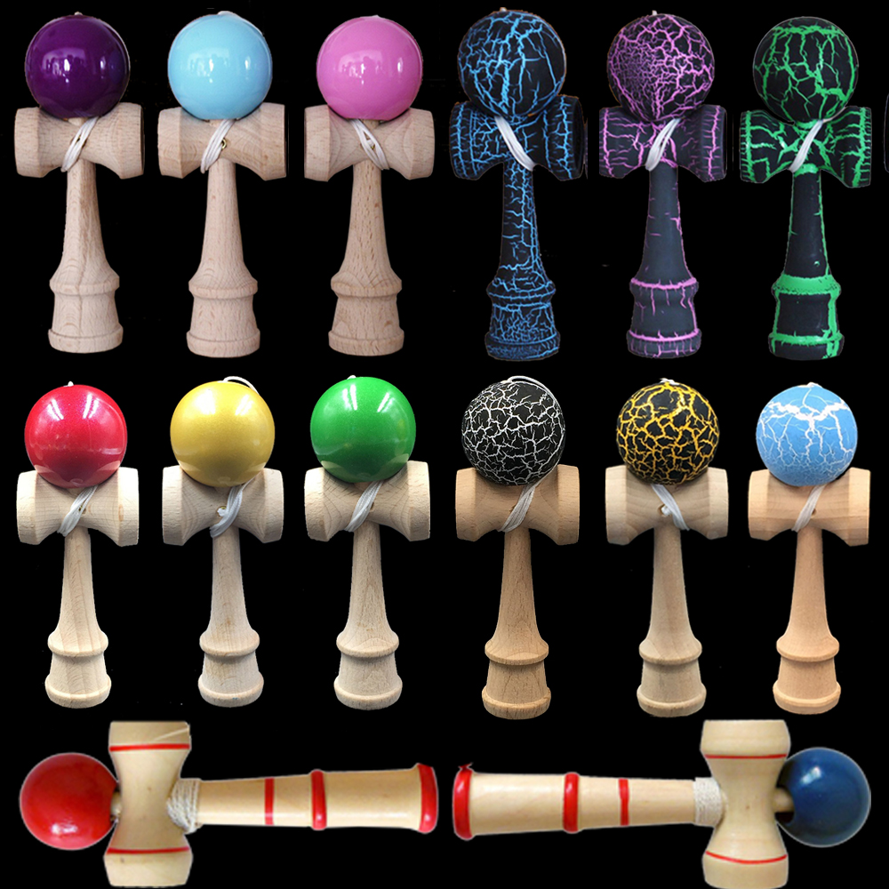 1 Pcs Full Crack Paint Kendama Skill Ball Game Kids Wooden Bilboquet Vintage Toy