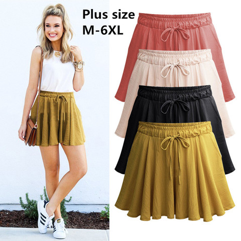 2022 Summer Plus size 6XL Women Shorts Skirts Cotton Wide Leg Shorts Womens Casual Loose  Female  Large Size Shorts ► Photo 1/6