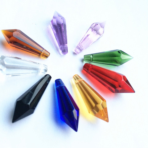 K9 Crystal Chandelier Pendants Prisms  (Free Ring) Multicolor Cut & Faceted Glass 36mm U-Icicle Drops For Cake Topper Decoration ► Photo 1/6