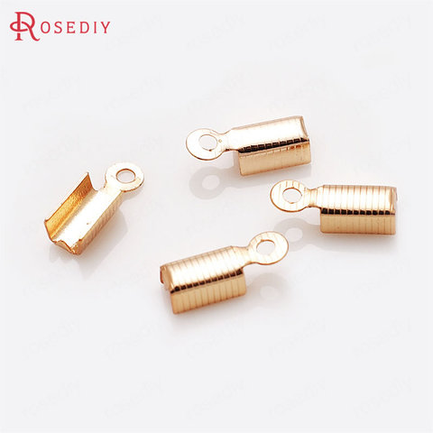 (31903)10PCS 11*3.5MM 24K Champagne Gold Color Brass Rope Ends Fastener Clasps Crimp Clasps High Quality Diy Jewelry Accessories ► Photo 1/2