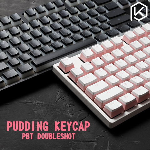 pudding pbt doubleshot keycap oem back light  mechanical keyboards milk white pink black gh60 poker 87 tkl 104 108 ansi  iso ► Photo 1/6