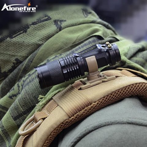 AloneFire led flashlight swivel U ring clip webbing clamp tactical backpack attach strap hang camp outdoor hike mountain climb ► Photo 1/6