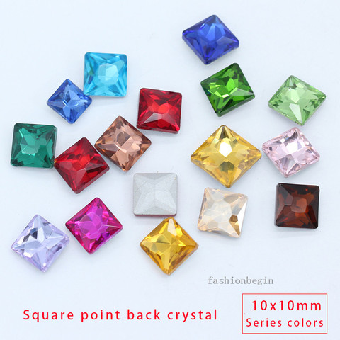30p 10mm square color faceted glass fancy stone pointed foiled back crystal rhinestone jewelry Decoration shoes Garment Material ► Photo 1/2
