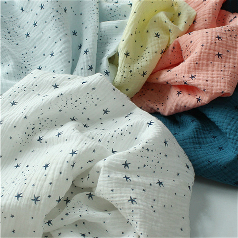 135cm X50cm High Quality Soft Thin Double Crepe star Texture Cotton Fabric, Make Shirt, Dress, Underwear, Cloth 160g/m ► Photo 1/6
