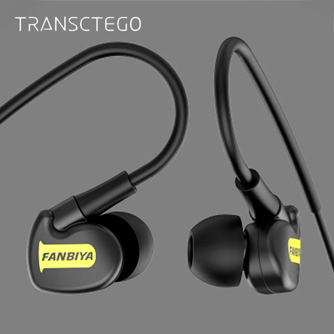 TRANSCTEGO sport wired Earphone running headphones sports universal wired earphones with mic 3.5mm jack standard stereo headset ► Photo 1/6