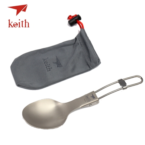 Keith Titanium Folding Spoon Portable Outdoor Camping Cutlery Travel Tableware Picnic Hiking Convenient Titanium Spoon Only 20g ► Photo 1/6