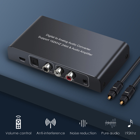 PROZOR DAC Digital To Analog Audio Converter With IR Remote Control Optical Toslink Coaxial To RCA 3.5mm Jack Adapter 192kHz ► Photo 1/6