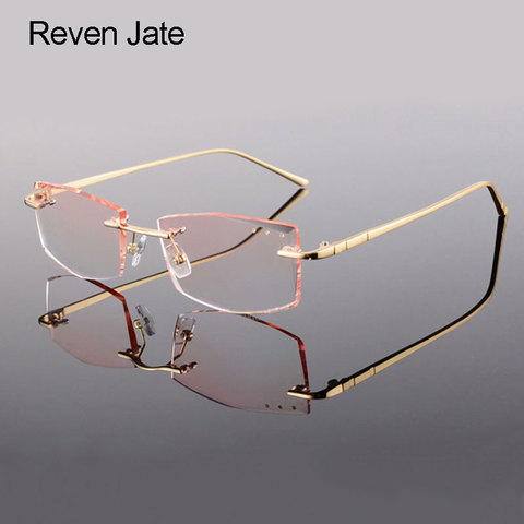 Reven Jate Rimless Eyeglasses Alloy Metal Frame Eye Glasses Optical Spectacles Prescription Eyewear Lenses Shape Customized ► Photo 1/1