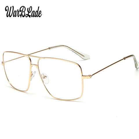 WarBLade Vintage Gold Metal Frame Eyeglasses Mens Womens Sun glasses Retro Square Optical Lens Eyewear Nerd Clear Lens Glasses ► Photo 1/6