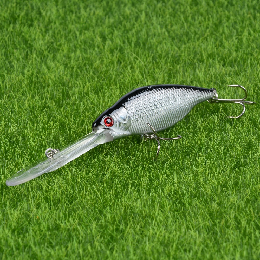 7.5cm Fishing Lure Artificial Feather Minnow Bait 6# Hook 3D Fish Eye Crankbait