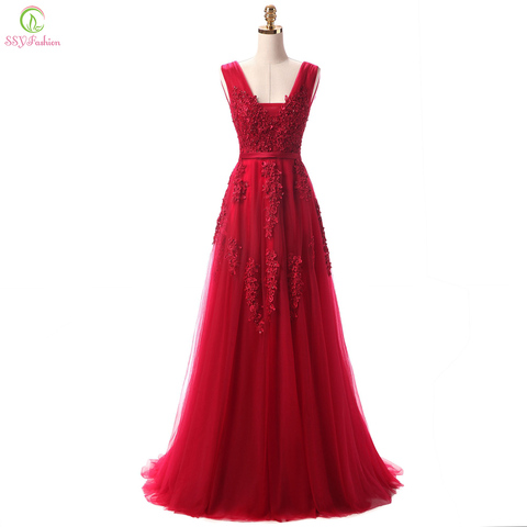 Robe De Soiree SSYFashion  Lace Beading Sexy Backless Long Evening Dresses Bride Banquet Elegant Floor-length Party Prom Dress ► Photo 1/6