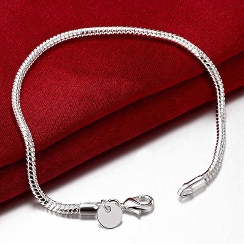 New Arrival 925 Sterling Silver Jewelry 3mm Snake Chain Bracelets for Women Men Trendy Jewelry ► Photo 1/6