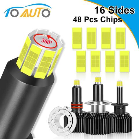 2pcs 48 Chips H1 H7 H8 H11 LED Lamp Car Headlight Bulbs HB3 9005 HB4 9006  3D LED Canbus 360 Degree 6000K 18000LM Auto Light 12V - Price history &  Review