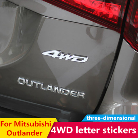 For Mitsubishi Outlander 2013 2015 2016 2017 2022 Exterior Modified special 3D 4WD letter stickers four-wheel drive logo sticker ► Photo 1/6