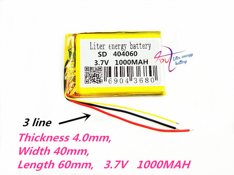 3 line 404060 3.7V 1000mAh Lithium Polymer Li-Po li ion Rechargeable Battery cells For Mp3 MP4 MP5 GPS  mobile bluetooth ► Photo 1/4