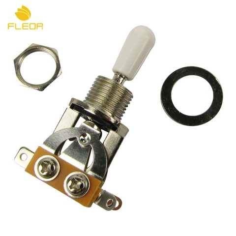 FLEOR 3 Way Toggle Switch Guitar Pickup Selector Switch Nickel-Plated with White Tip for LP Style Guitar Accessories ► Photo 1/4