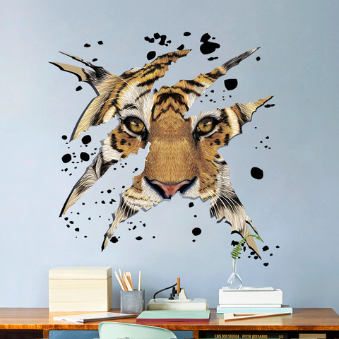 3D Mighty Tiger head Wall Sticker Bedroom living room DIY Wall Art Decals background Stickers Home Decor Wallpaper ► Photo 1/6