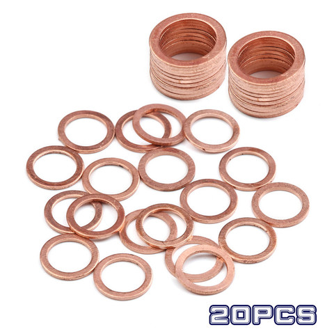 20pcs Solid Copper Washers Flat Ring Gasket Sump Plug Oil Seal Fittings  Washers Fastener Hardware 10x14x1MM Mulit-Size ► Photo 1/5