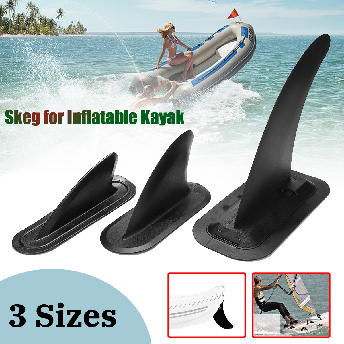 Black Kayak Skeg Surfing Single Detachable Center Fin for Stand Up Paddle Board Kayak Canoe