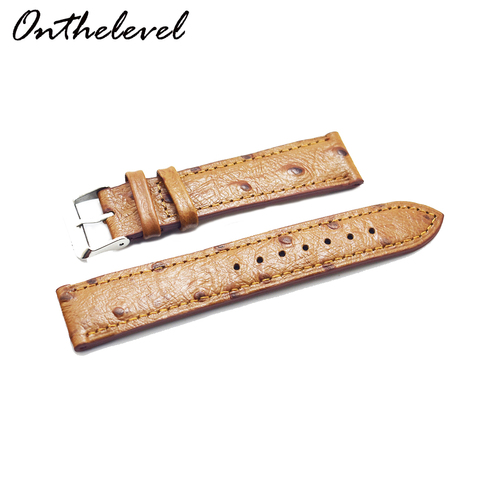 New leather retro ostrich pattern 18-24mmRetro Genuine Leather Watchbands Brown Yellow Gray Matte Leather Watch Strap 2022 new ► Photo 1/6