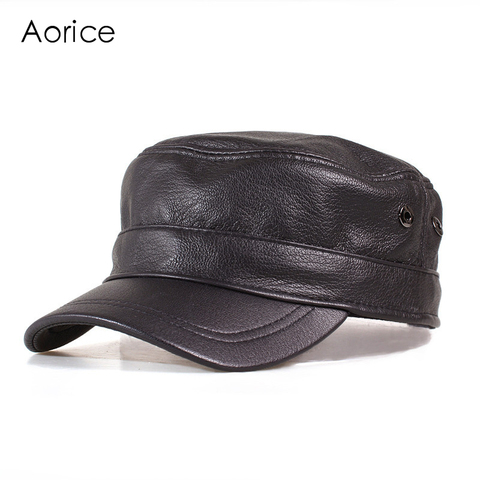 Aorice Genuine Leather Men Baseball Cap Winter Hat High Quality Men Real Sheep Skin Women Solid Army Hats Adjustable HL153-B ► Photo 1/5